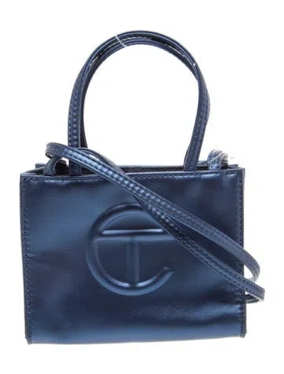Pre-owned Telfar Vegan Leather Mini Tote Bag In Blue