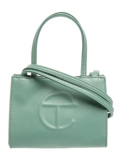 Pre-owned Telfar Vegan Leather Sage Green Shopper Small In Blue