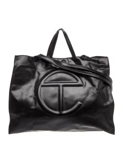 Pre-owned Telfar Vegan Leather Shopper Large In Black