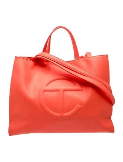 Pre-owned Telfar Vegan Leather Shopper Large In Orange/red