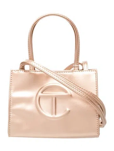 Pre-owned Telfar Vegan Leather Shopper Small In Gold/metallic