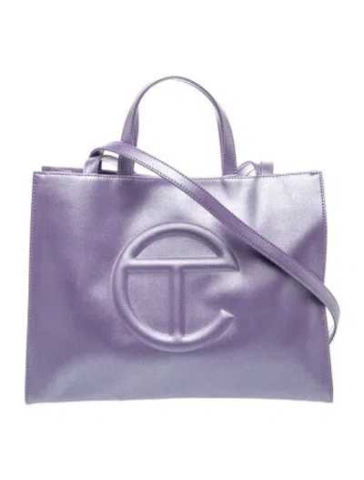 Pre-owned Telfar Vegan Leather Shopping Bag Kush Medium In Metallic/purple