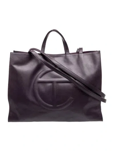 Pre-owned Telfar Vegan Leather Shopping Bag Large In Blue