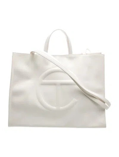 Pre-owned Telfar Vegan Leather Shopping Bag Large In White