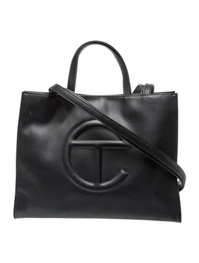 Pre-owned Telfar Vegan Leather Shopping Bag Medium In Black