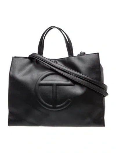 Pre-owned Telfar Vegan Leather Shopping Bag Medium In Black