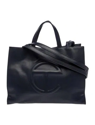 Pre-owned Telfar Vegan Leather Shopping Bag Medium In Blue