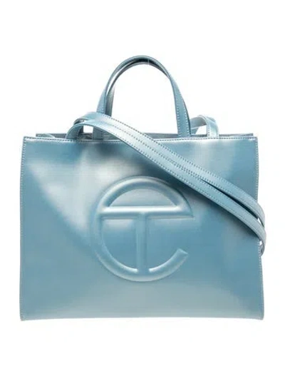 Pre-owned Telfar Vegan Leather Shopping Bag Medium In Blue