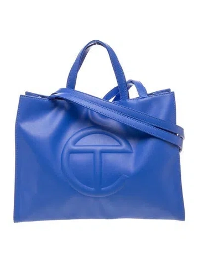 Pre-owned Telfar Vegan Leather Shopping Bag Medium In Blue