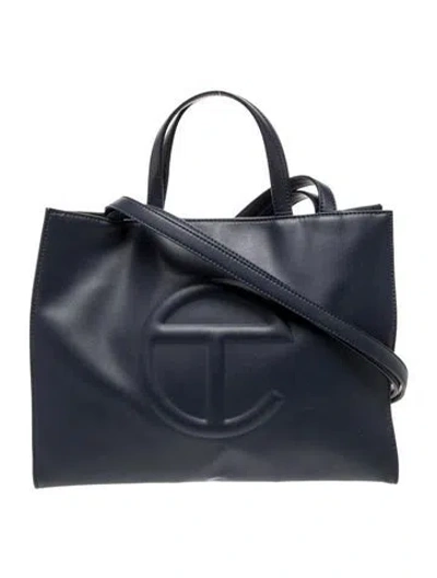 Pre-owned Telfar Vegan Leather Shopping Bag Medium In Blue