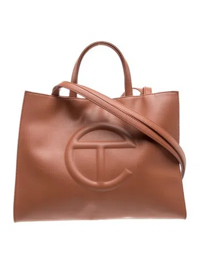 Pre-owned Telfar Vegan Leather Shopping Bag Medium In Brown