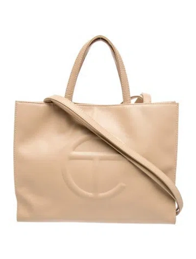 Pre-owned Telfar Vegan Leather Shopping Bag Medium In Metallic/neutrals
