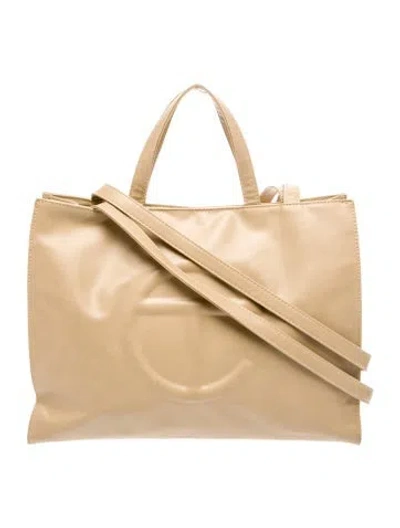 Pre-owned Telfar Vegan Leather Shopping Bag Medium In Neutral