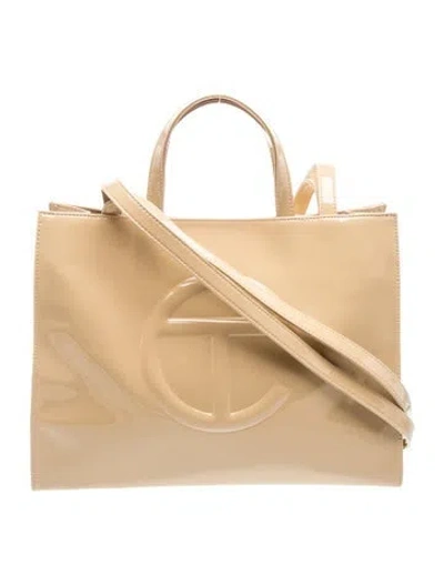 Pre-owned Telfar Vegan Leather Shopping Bag Medium In Neutral
