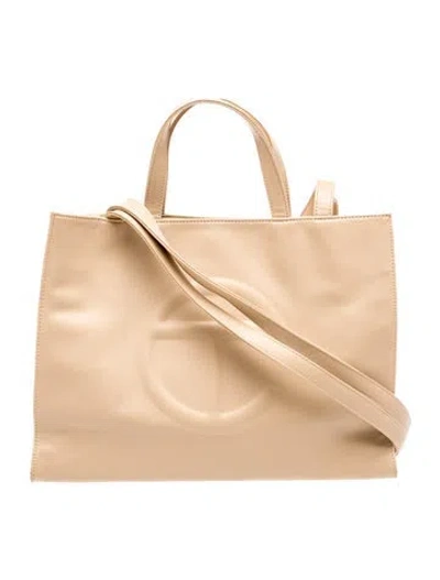 Pre-owned Telfar Vegan Leather Shopping Bag Medium In Neutrals