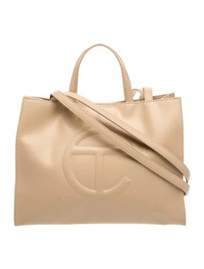 Pre-owned Telfar Vegan Leather Shopping Bag Medium In Neutrals