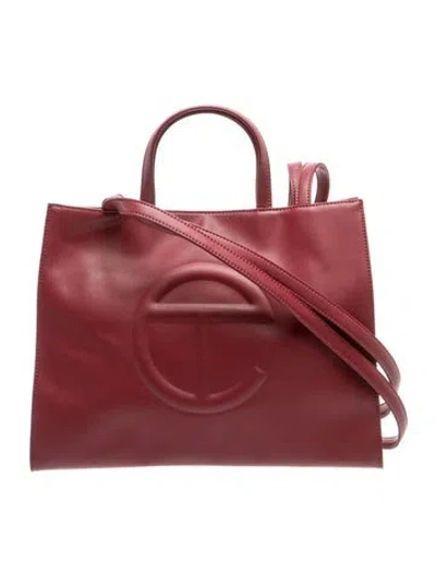 Pre-owned Telfar Vegan Leather Shopping Bag Medium In Red
