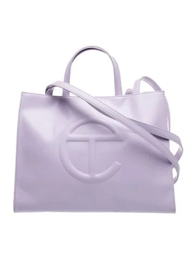 Pre-owned Telfar Vegan Leather Shopping Bag In Purple