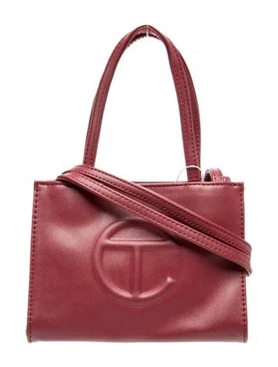 Pre-owned Telfar Vegan Leather Shopping Bag Small In Burgundy