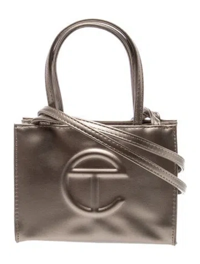 Pre-owned Telfar Vegan Leather Shopping Bag Small In Gray
