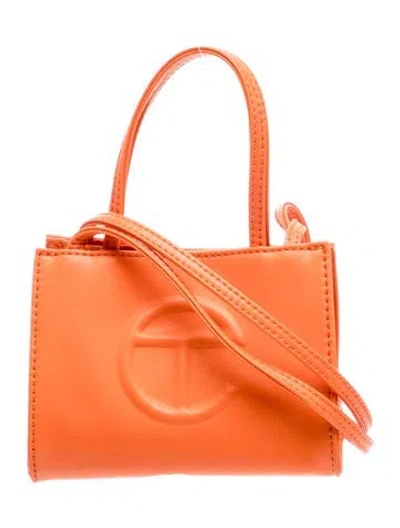 Pre-owned Telfar Vegan Leather Shopping Bag Small In Orange