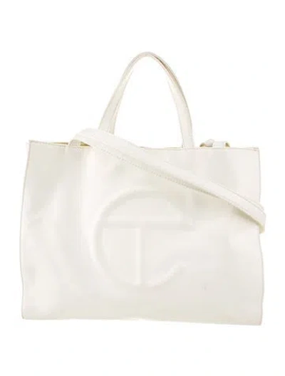 Pre-owned Telfar Vegan Leather Shopping Medium In White