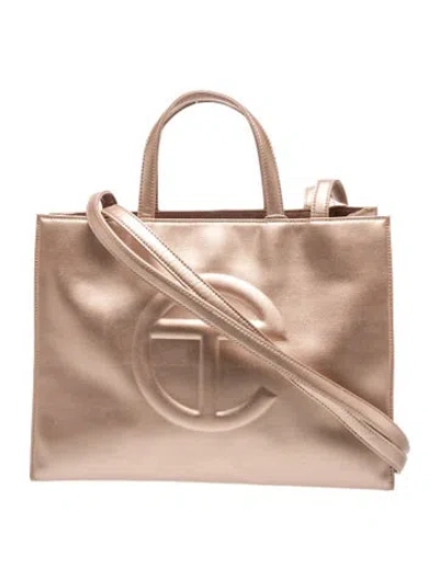 Pre-owned Telfar Vegan Leather Shopping Tote In Gold