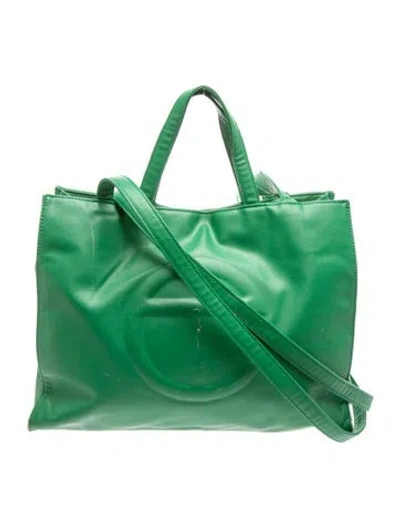 Pre-owned Telfar Vegan Leather Shopping Tote In Green