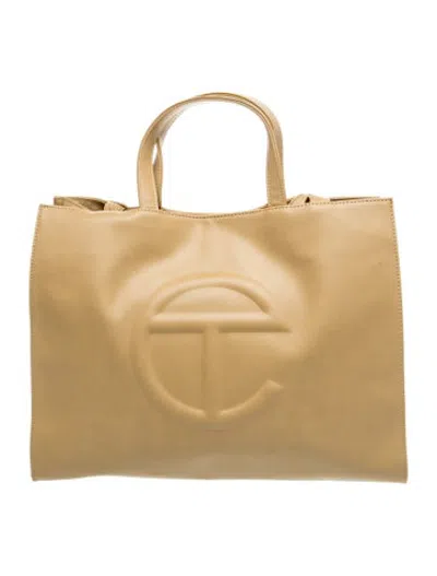 Pre-owned Telfar Vegan Leather Shopping Tote Medium In Neutrals