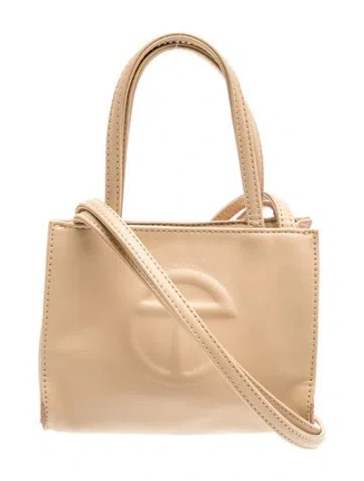 Pre-owned Telfar Vegan Leather Shopping Tote Mini In Neutrals