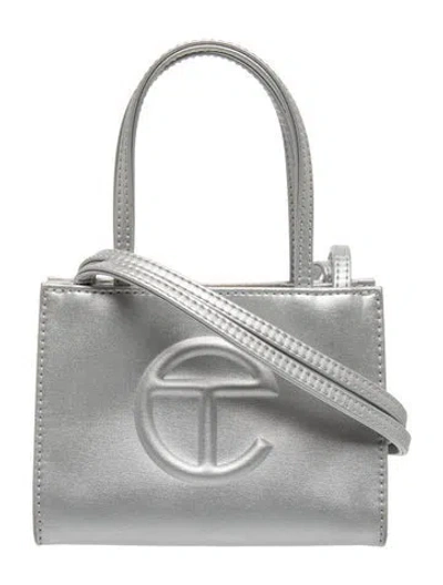 Pre-owned Telfar Vegan Leather Shopping Tote Small In Silver