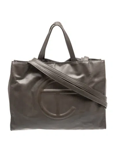 Pre-owned Telfar Vegan Leather Shoulder Bag In Grey