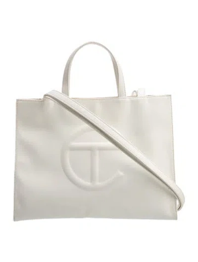 Pre-owned Telfar Vegan Leather Shoulder Bag In White