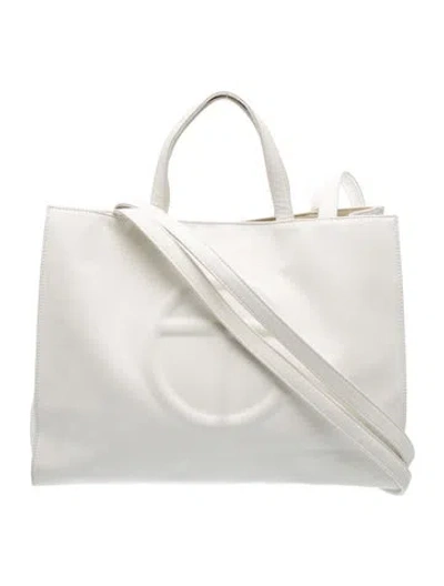 Pre-owned Telfar Vegan Leather Shoulder Bag In White