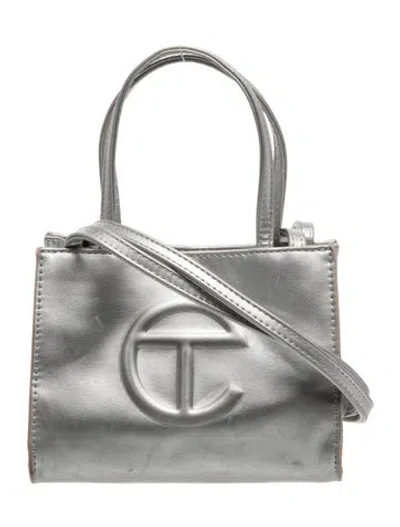 Pre-owned Telfar Vegan Leather Silver Shopping Bag Small