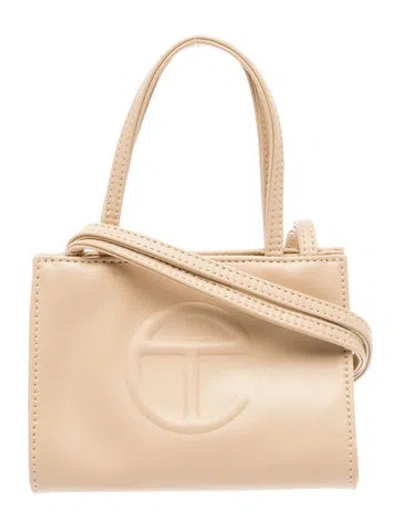 Pre-owned Telfar Vegan Leather Small Cream Shopping Bag Small In Neutrals