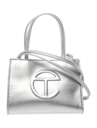 Pre-owned Telfar Vegan Leather Small Silver Shopping Bag Small