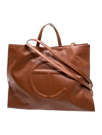 Pre-owned Telfar Vegan Leather Tan Shopping Bag Large In Brown