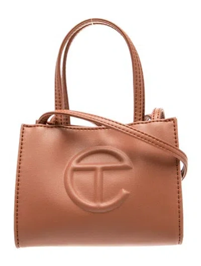 Pre-owned Telfar Vegan Leather Tan Shopping Bag Small In Brown