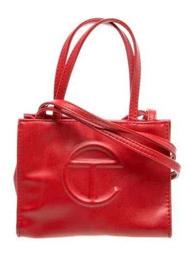 Pre-owned Telfar Vegan Leather Telar Mini Leather Handle Bag In Red
