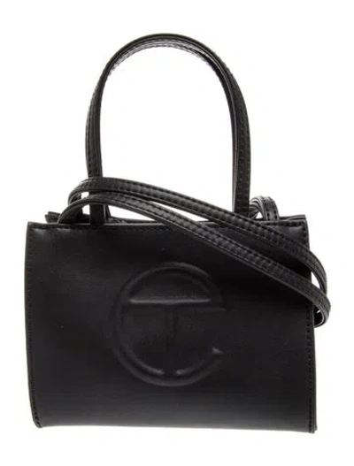 Pre-owned Telfar Vegan Leather Top Handle Bag In Black