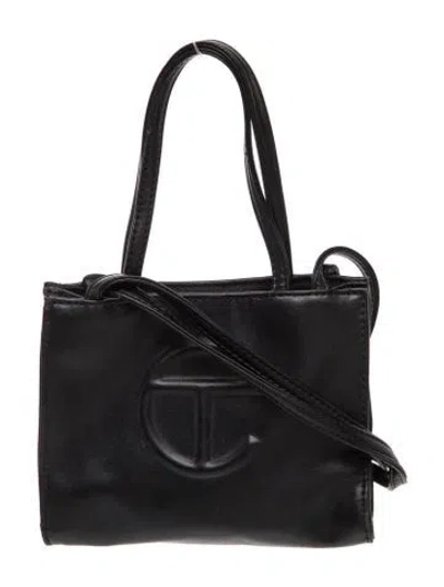 Pre-owned Telfar Vegan Leather Top Handle Bag In Black