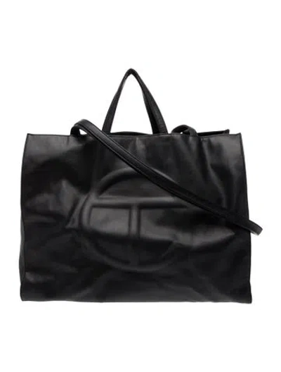 Pre-owned Telfar Vegan Leather Top Handle Bag In Black