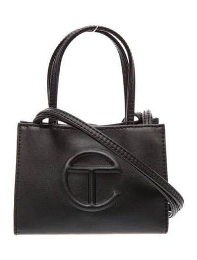 Pre-owned Telfar Vegan Leather Top Handle Bag In Black
