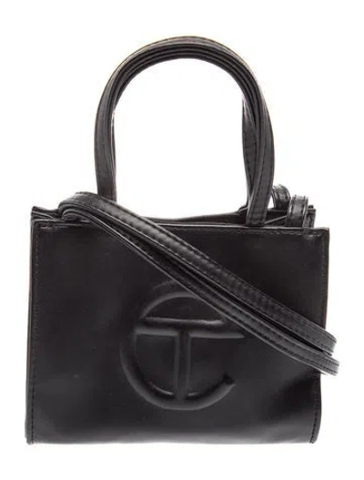 Pre-owned Telfar Vegan Leather Top Handle Bag In Black