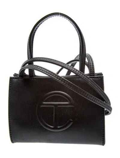 Pre-owned Telfar Vegan Leather Top Handle Bag In Black