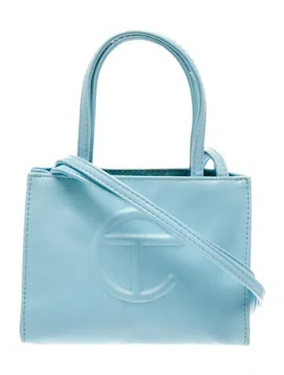 Pre-owned Telfar Vegan Leather Top Handle Bag In Blue