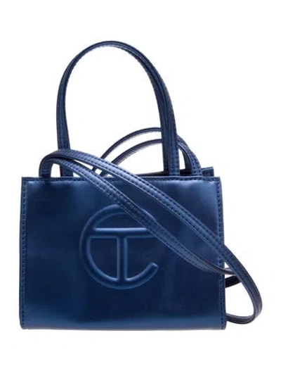 Pre-owned Telfar Vegan Leather Top Handle Bag In Blue