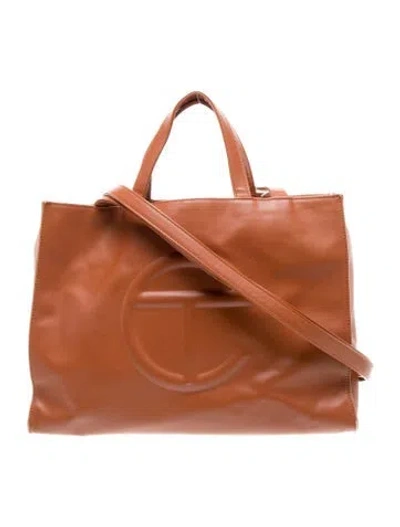 Pre-owned Telfar Vegan Leather Top Handle Bag In Brown