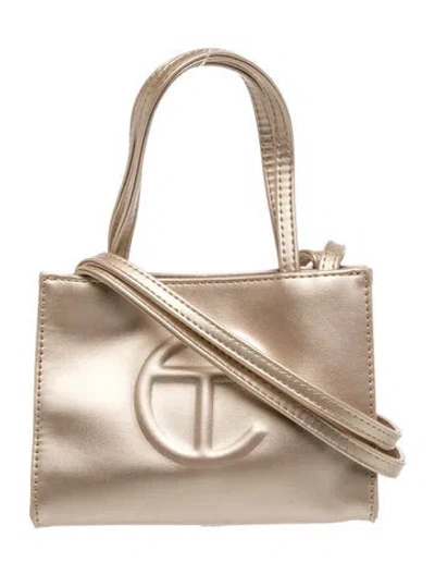 Pre-owned Telfar Vegan Leather Top Handle Bag In Gold
